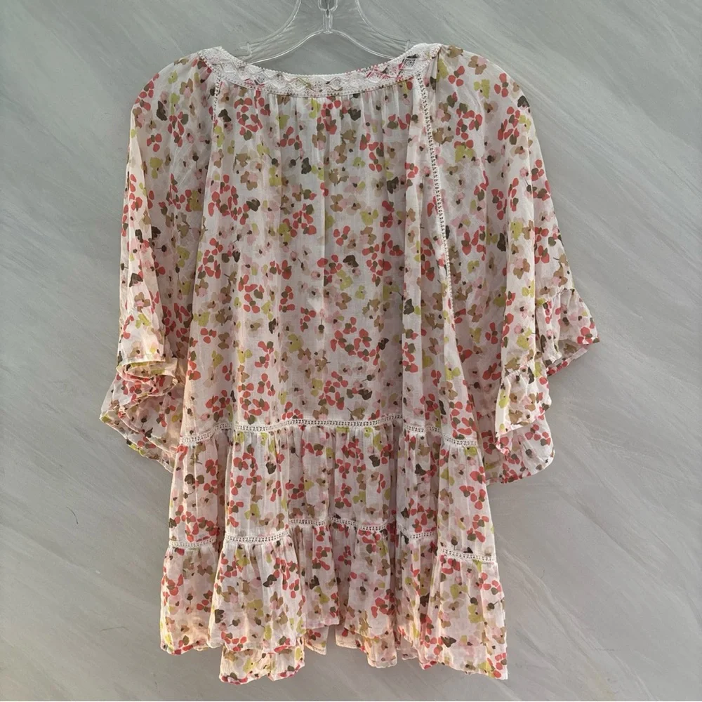 J. Jill Floral Peasant Blouse in Pink, Olive & Coral - Picture 12 of 14